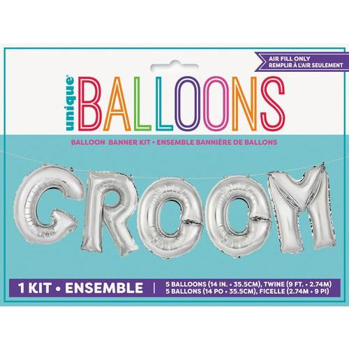 Groom Silver 35.5cm (14) Foil Letter Balloon Kit