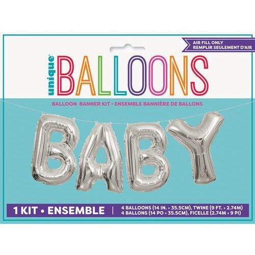 Baby Silver 35.5cm (14) Foil Letter Balloon Kit
