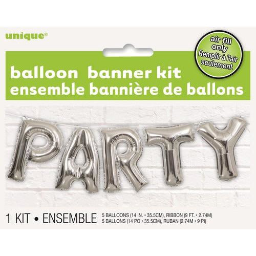 Party Silver 35.5cm (14) Foil Letter Balloon Kit