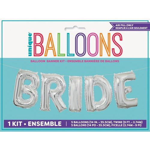 Bride Silver 35.5cm (14) Foil Letter Balloon Kit