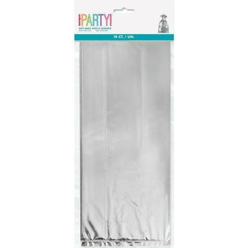 10 Metallic Silver Cello Bags 28 H x 13cm