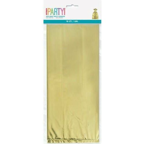 10 Metallic Gold Cello Bags 28 H x 13cm