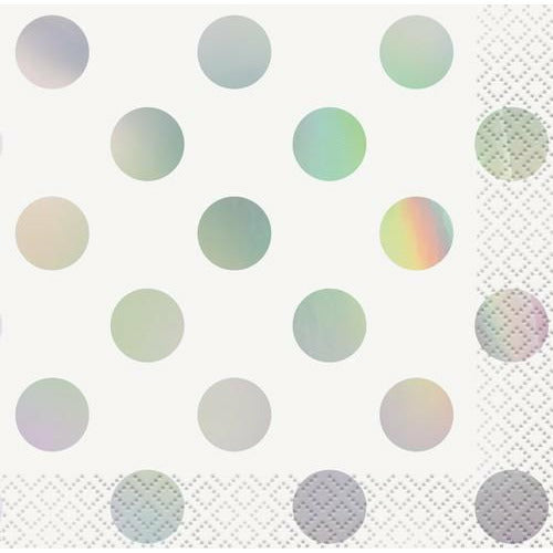 Foil Stamped Dots Iridescent 16 Beverage Napkins 2ply 25.4 x 25.4cm