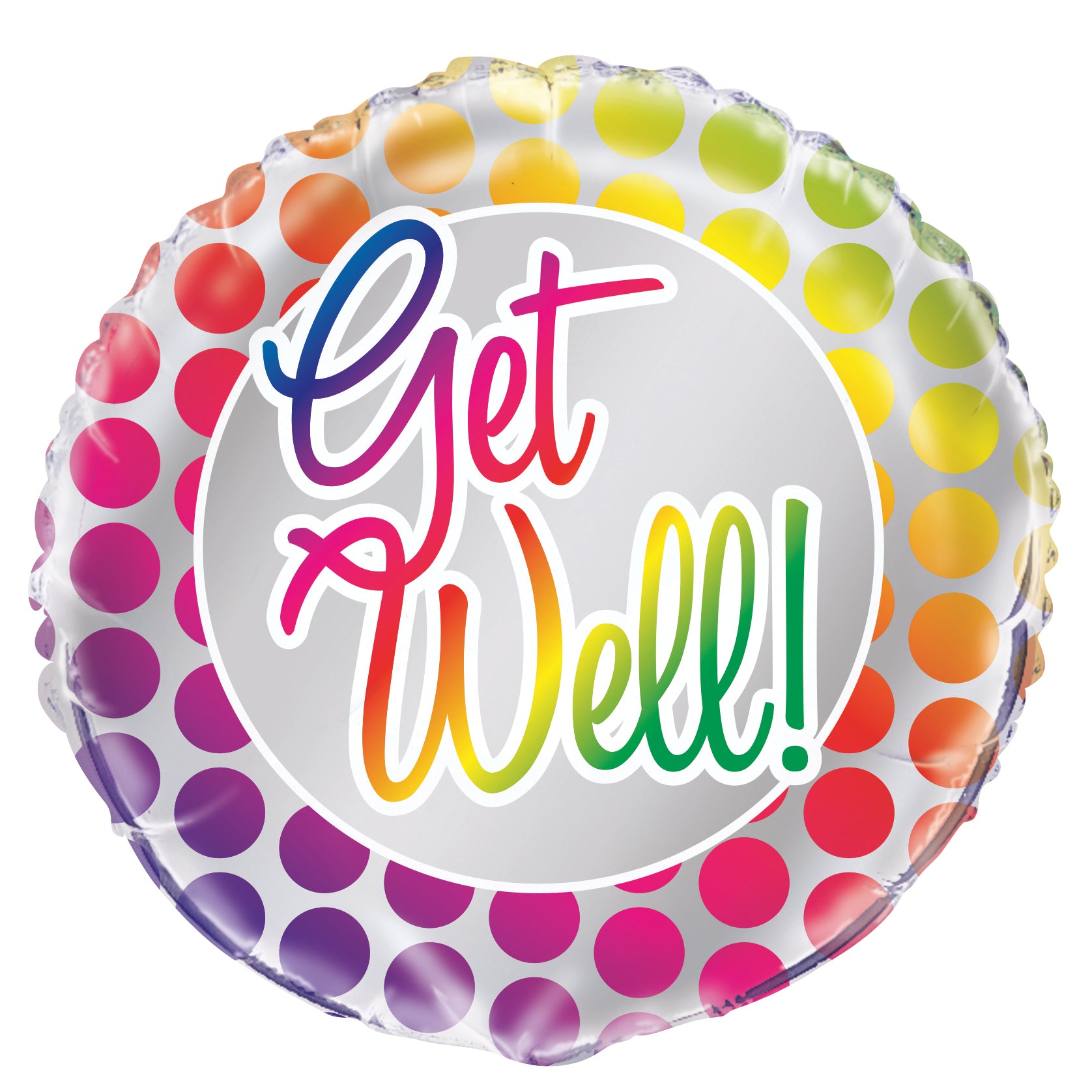 Rainbow Get Well Round Foil Balloon 45cm Default Title