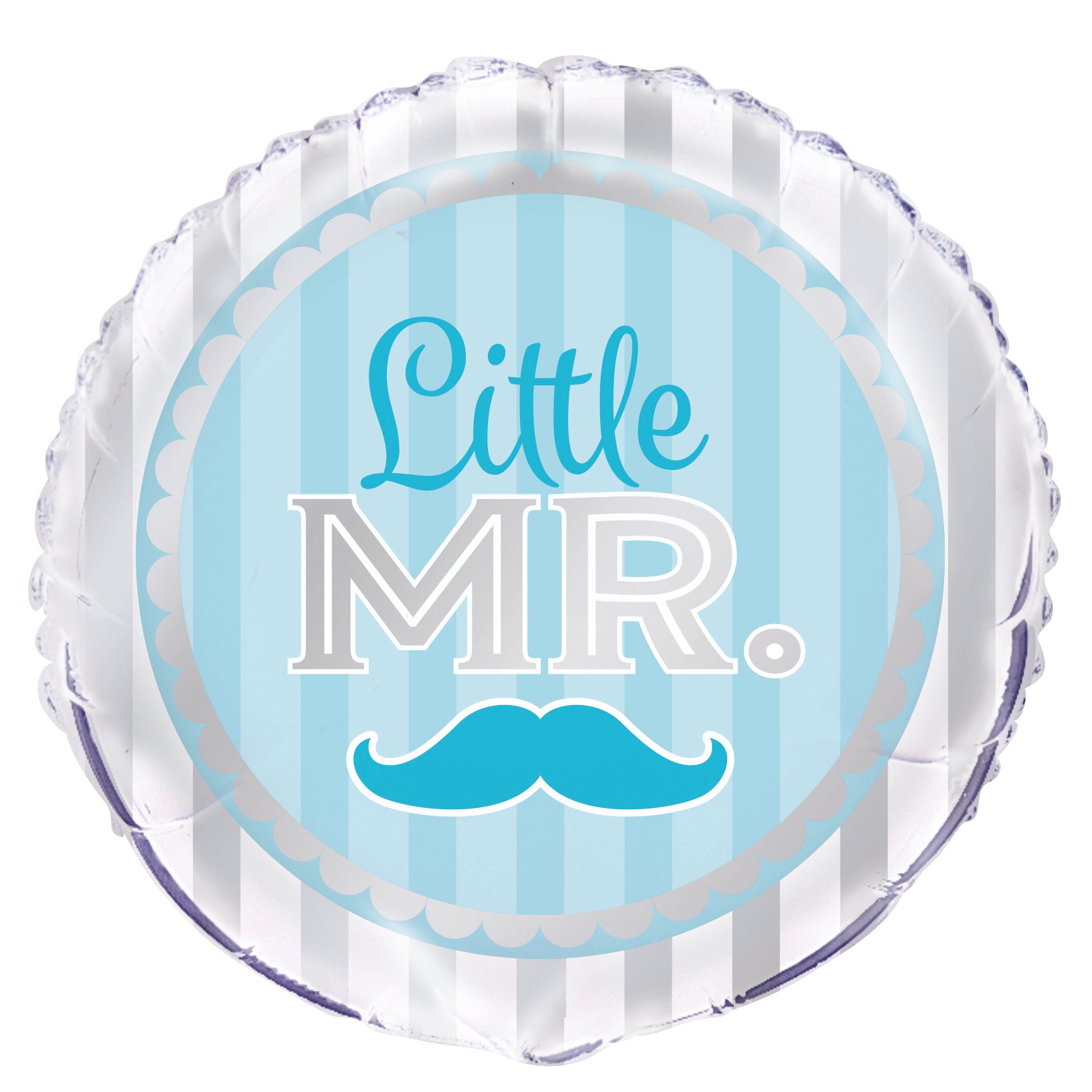 Little Mr Mustache Blue Round Foil Balloon 45cm Default Title