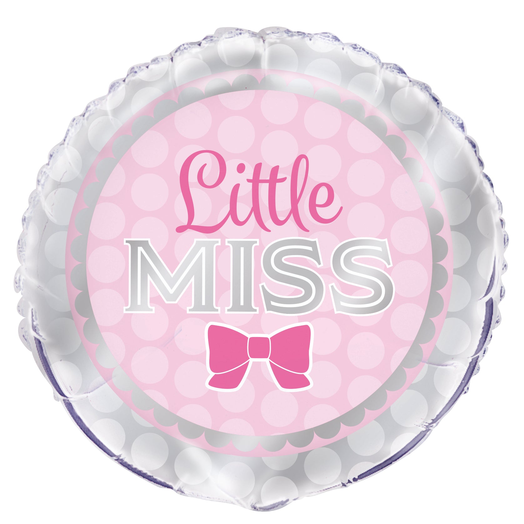 Little Miss Bow Pink Round Foil Balloon 45cm Default Title