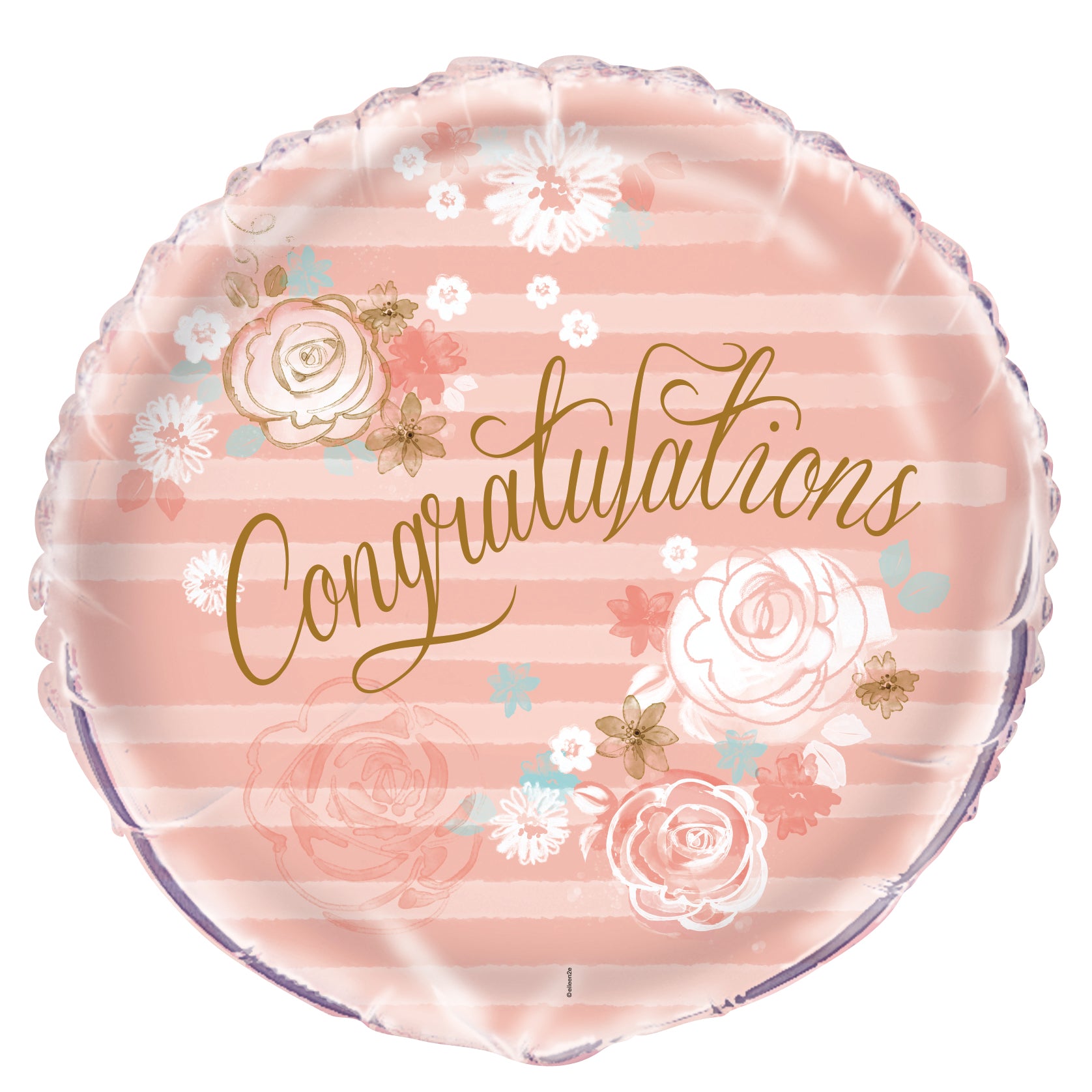 Pink Floral Congratulations Round Foil Balloon 45cm Default Title