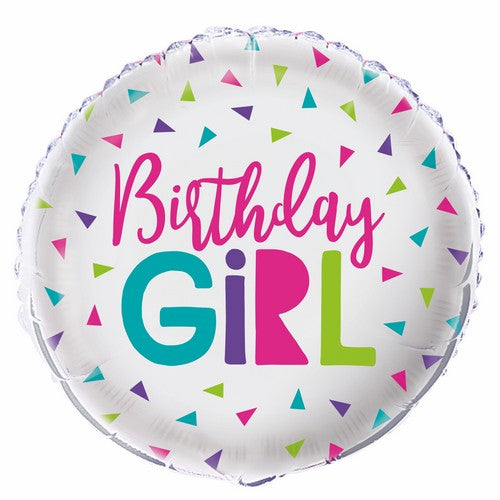Confetti Birthday Girl 45cm (18) Foil Balloon Packaged