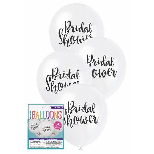 Bridal Shower Black and White Latex Balloons 30cm 8Pk Default Title