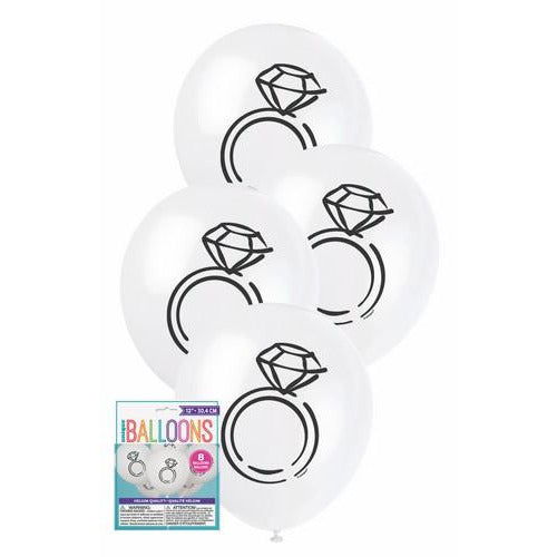 Diamond 8 x 30cm (12) Balloons -White