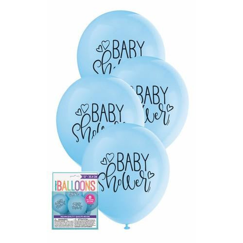 Baby Shower 8 x 30cm (12) Balloons - Blue