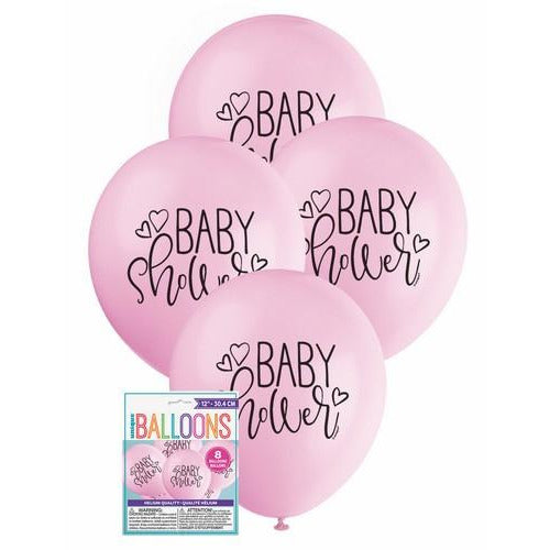 Baby Shower 8 x 30cm (12) Balloons - Pink