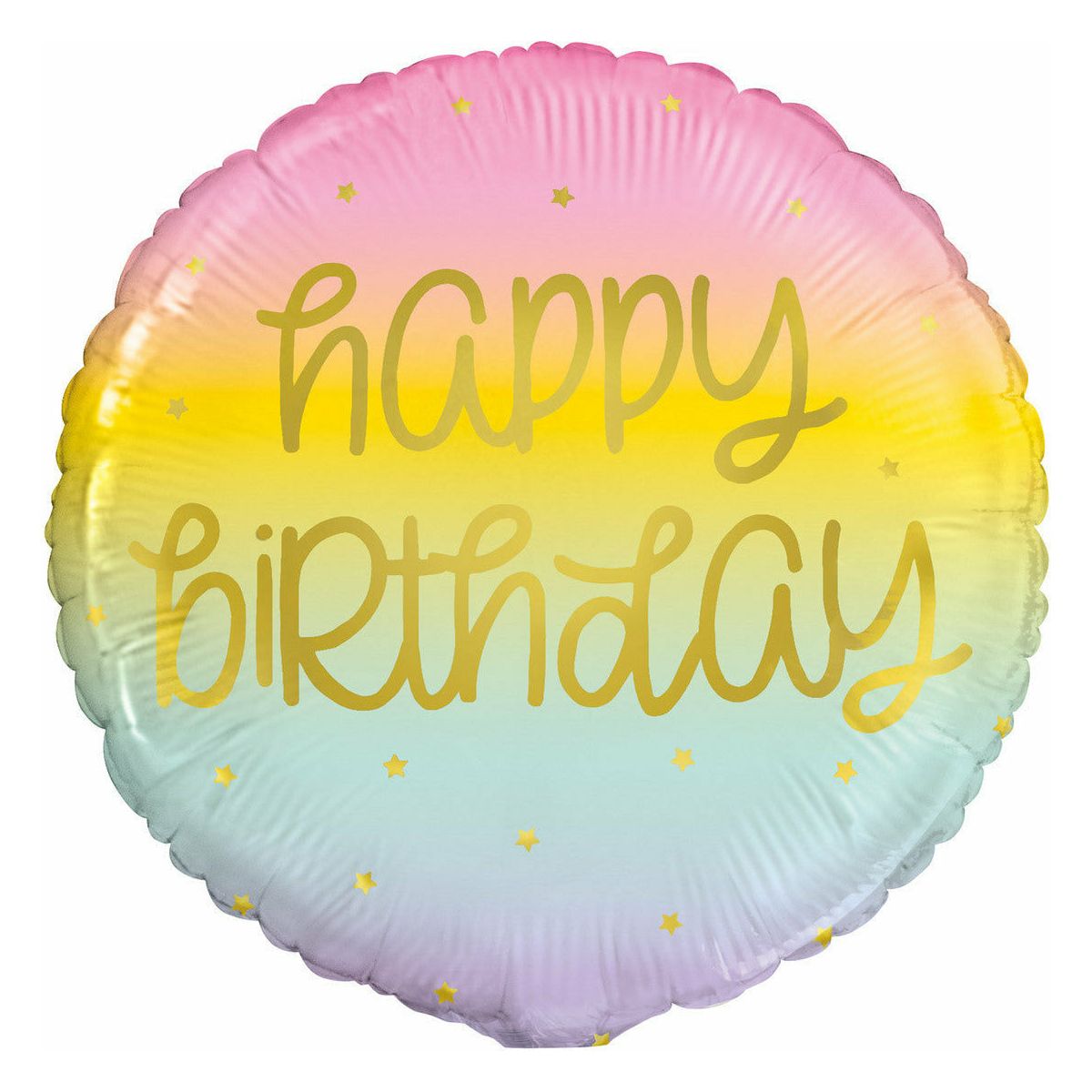 Pastel Rainbow with Gold Happy Birthday Foil Balloon Packaged - 45cm 1 Piece - Dollars and Sense