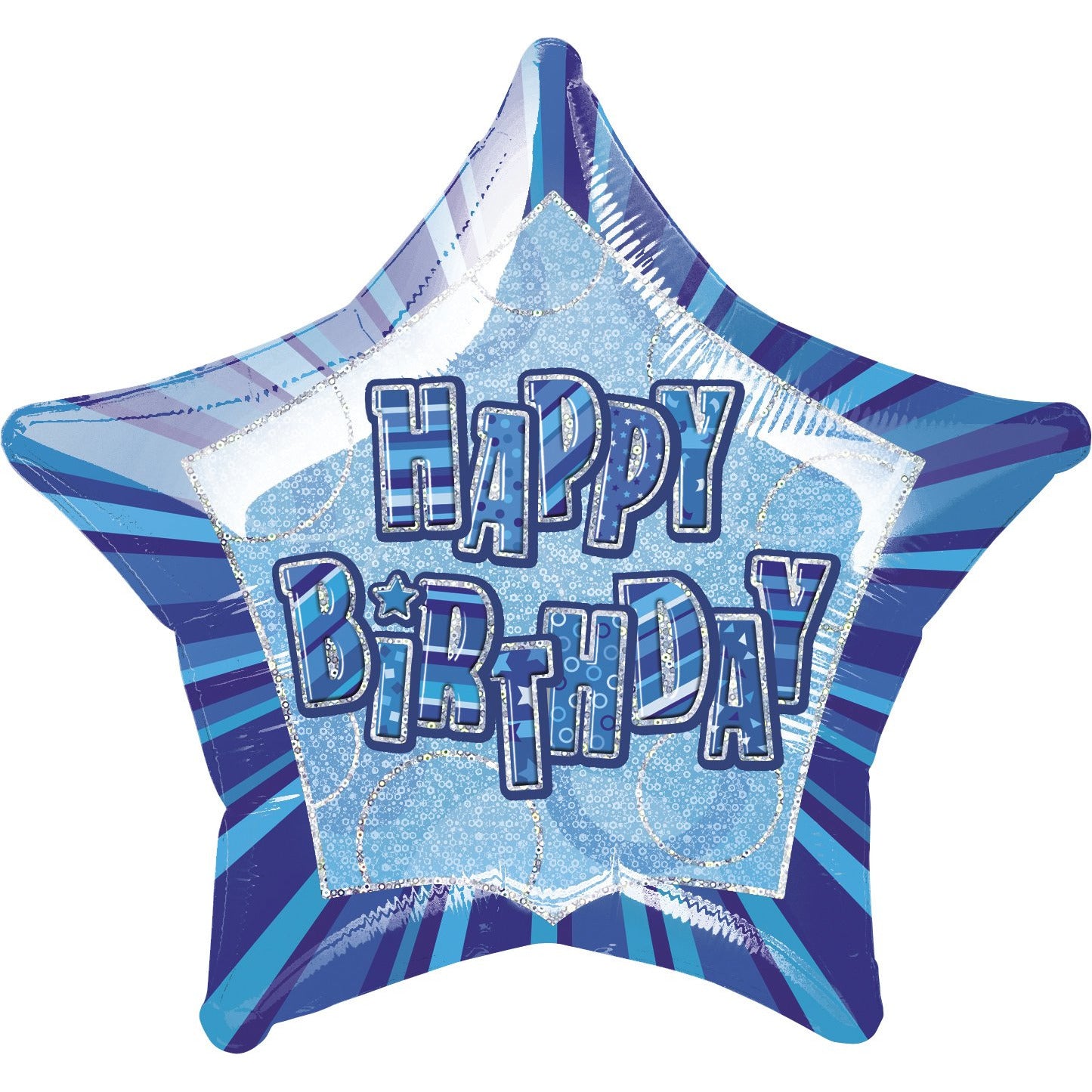 Glitz Blue Happy Birthday Star Foil Balloon 50cm Default Title