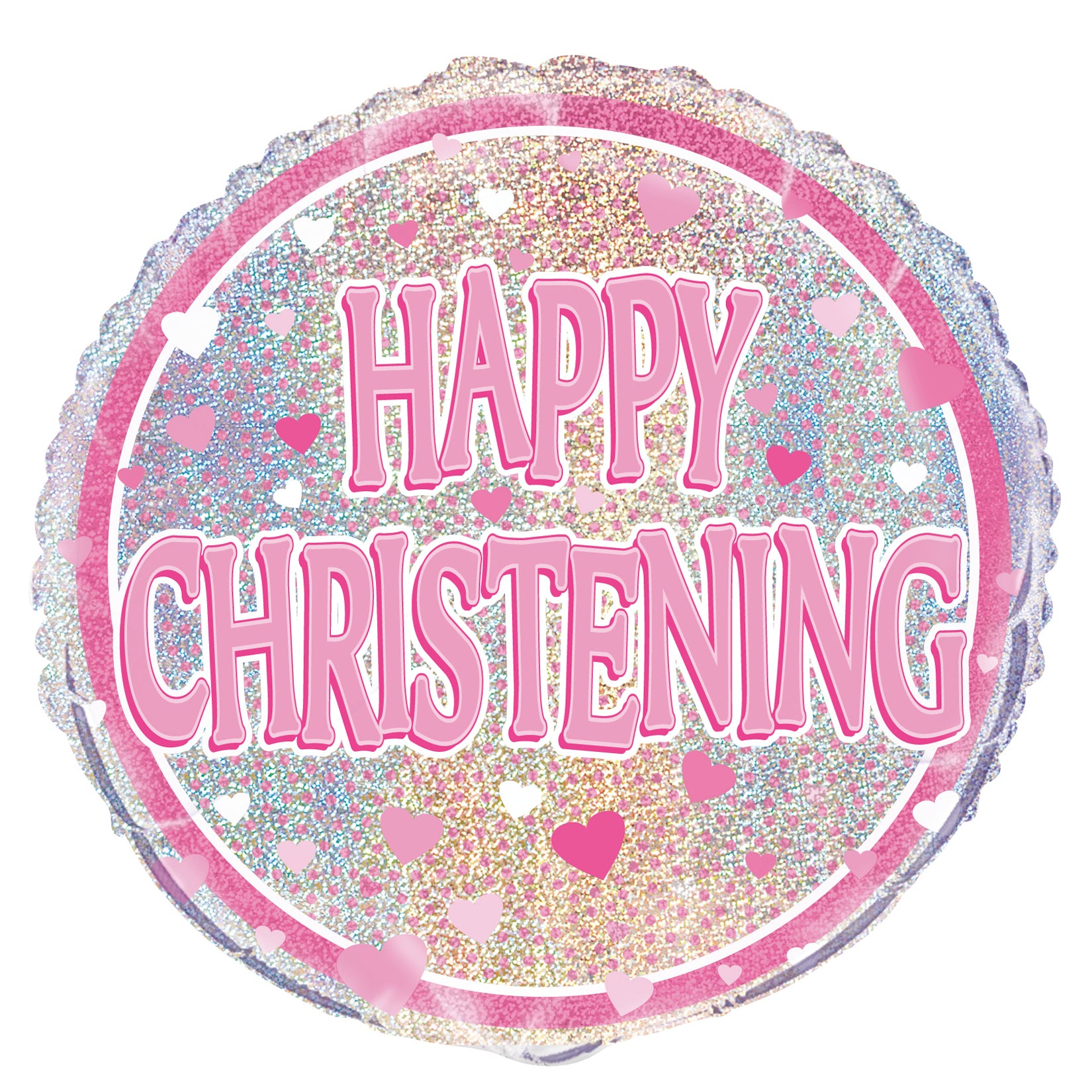 Pink Happy Christening Foil Prismatic Balloon 45cm Default Title