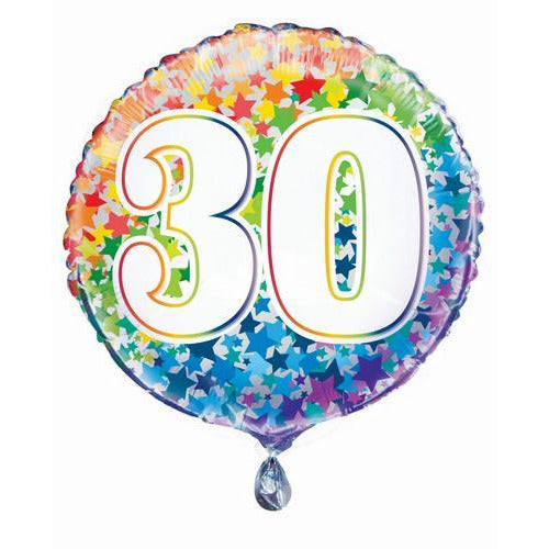 Rainbow Stars 30 45cm (18) Foil Balloon Packaged