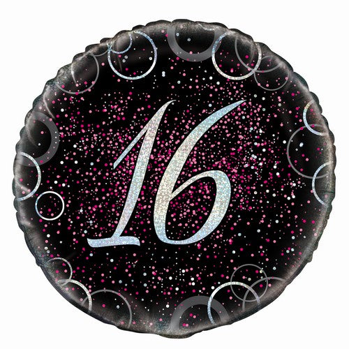 Glitz Pink 16th Birthday 45cm (18) Foil Balloon Packaged