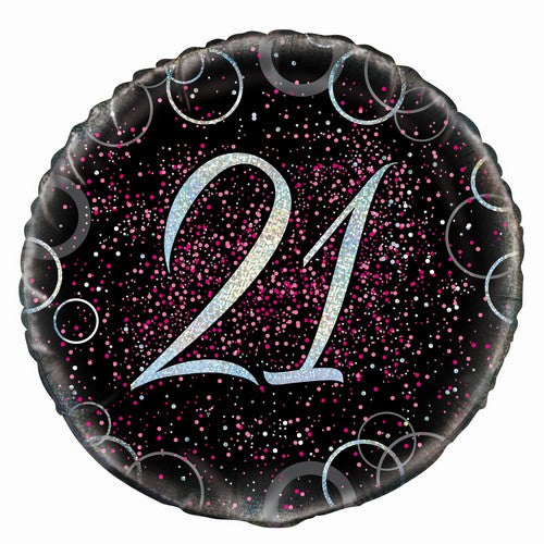 Glitz Pink 21st Birthday 45cm (18) Foil Balloon Packaged