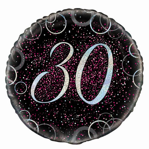 Glitz Pink 30th Birthday 45cm (18) Foil Balloon Packaged
