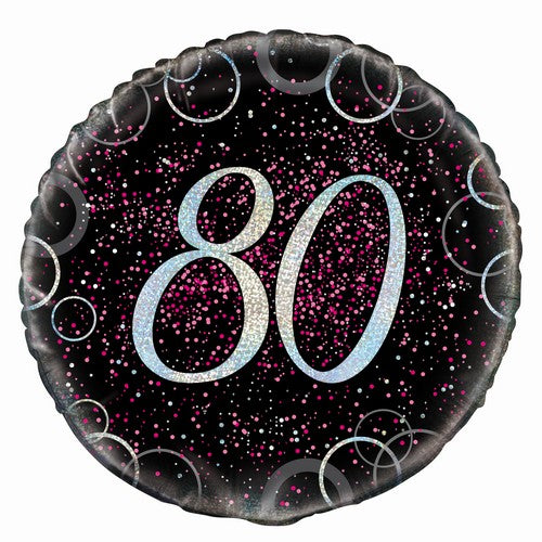 Glitz Pink 80th Birthday 45cm (18) Foil Balloon Packaged