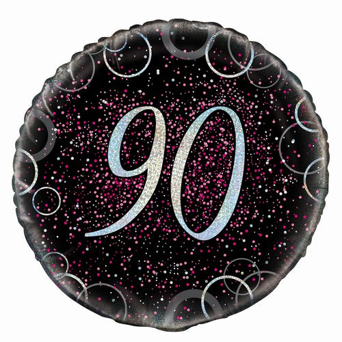 Glitz Pink 90th Birthday 45cm (18) Foil Balloon Packaged