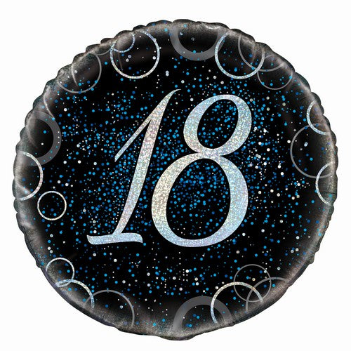 Glitz Blue 18th Birthday 45cm (18) Foil Balloon Packaged