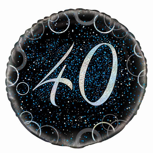 Glitz Blue 40th Birthday 45cm (18) Foil Balloon Packaged