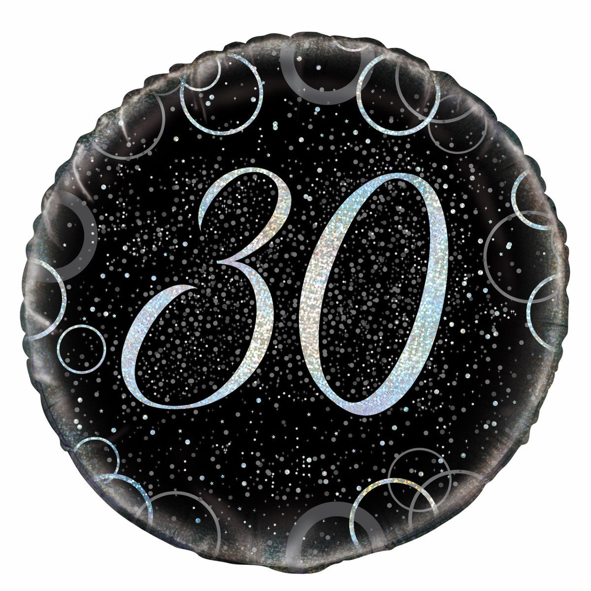 Glitz Silver 30th Birthday Foil Balloon Packaged - 45cm 1 Piece - Dollars and Sense