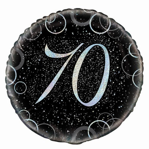 Glitz Silver 70th Birthday 45cm (18) Foil Balloon Packaged