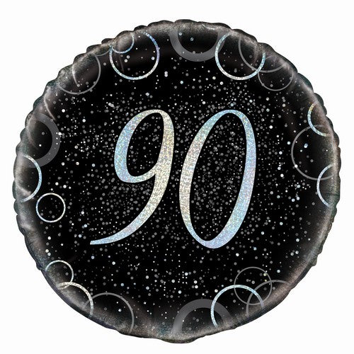 Glitz Silver 90th Birthday 45cm (18) Foil Balloon Packaged