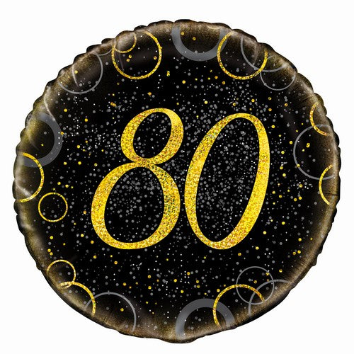 Glitz Gold 80th Birthday 45cm (18) Foil Balloon Packaged