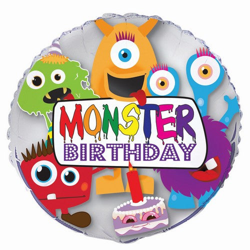 Monster Birthday 45cm (18) Foil Balloon Packaged