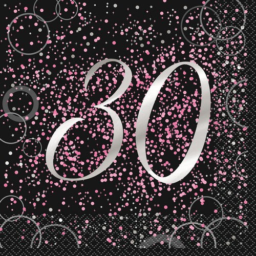 Glitz Pink 16 Foil Stamped 30 Luncheon Napkins 2ply 33 x 33cm