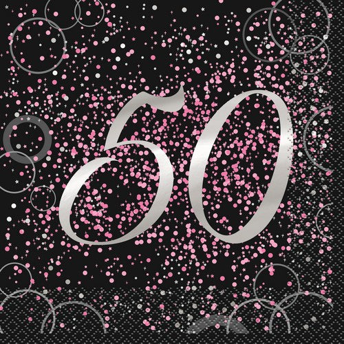 Glitz Pink 16 Foil Stamped 50 Luncheon Napkins 2ply 33 x 33cm