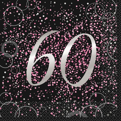 Glitz Pink 16 Foil Stamped 60 Luncheon Napkins 2ply 33 x 33cm