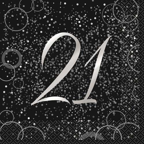 Glitz Silver 16 Foil Stamped 21 Luncheon Napkins 2ply 33 x 33cm