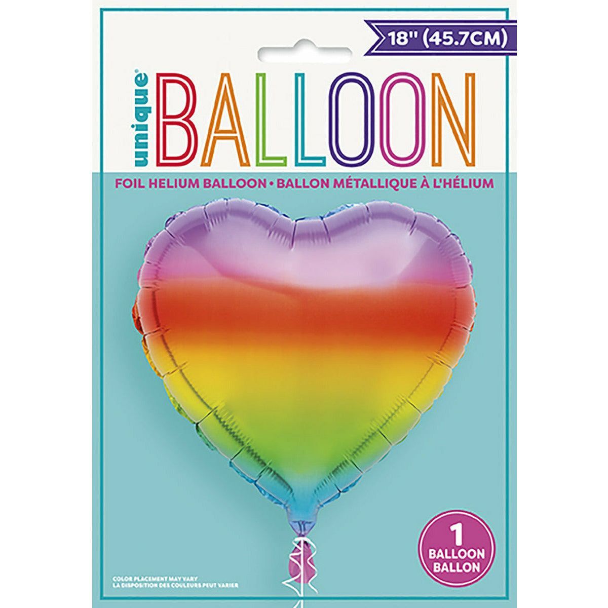 Gradient Rainbow Heart Foil Balloon Packaged - 45cm 1 Piece - Dollars and Sense