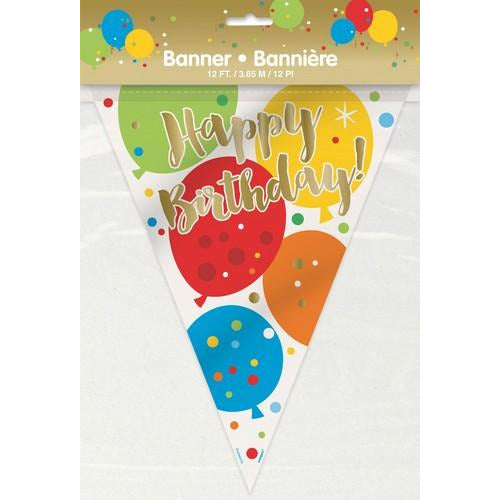 Glitzy Gold Birthday Happy Birthday Flag Banner 365m Default Title