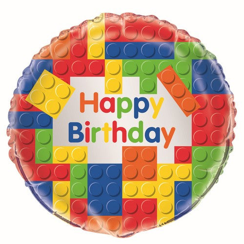 Building Blocks Birthday 45cm (18) Foil Balloon Packaged