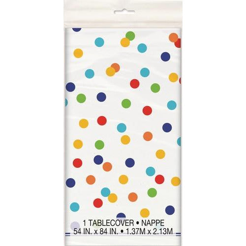 Rainbow Polka Dot Printed Tablecover 137cm x 213cm (54 x 84)