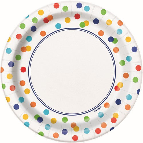 Rainbow Polka Dot 8 x 18cm (7) Paper Plates