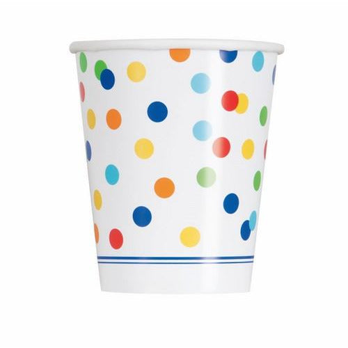 Rainbow Polka Dot 8 x 270ml (9oz) Paper Cups