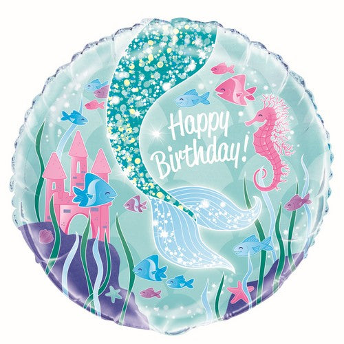 Mermaid Happy Birthday 45cm (18) Foil Balloon Packaged