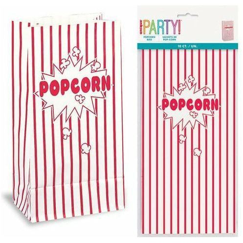 10 Paper Bags Popcorn 26 H x 13cm W