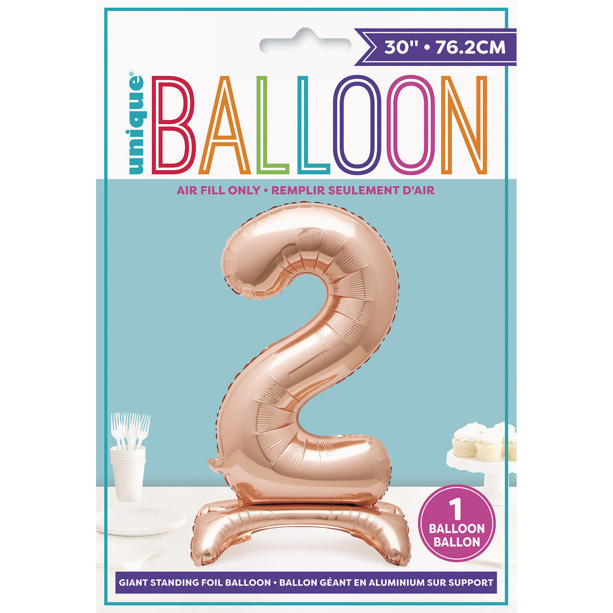 Number 2 Rose Gold Foil Standing Balloon - Dollars and Sense