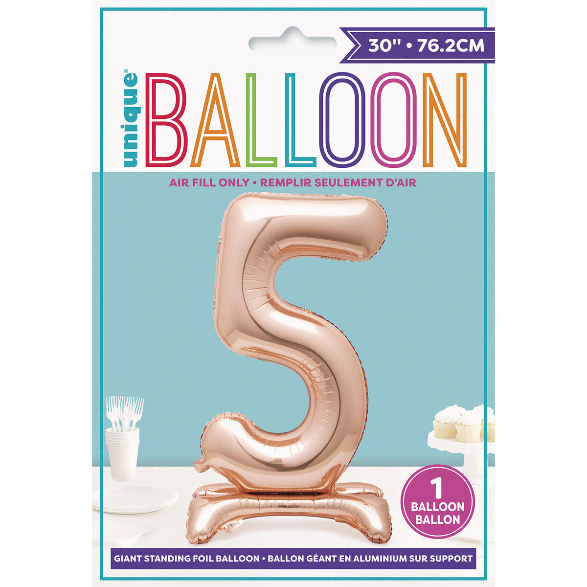 Number 5 Rose Gold Foil Standing Balloon - Dollars and Sense
