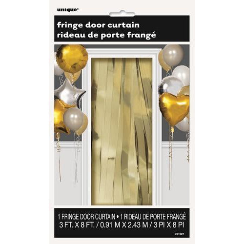 Fringe Door Curtain 091m W x 245m L 3 x 8 Gold