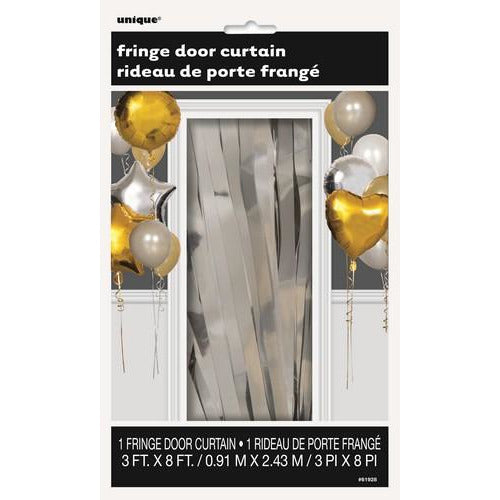 Fringe Door Curtain 091m W x 245m L 3 x 8 Silver