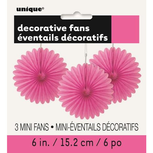 3 Decorative Fans Hot Pink 15cm Default Title