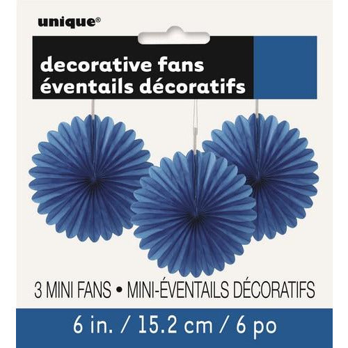 3 Decorative Fans Royal Blue 15cm Default Title